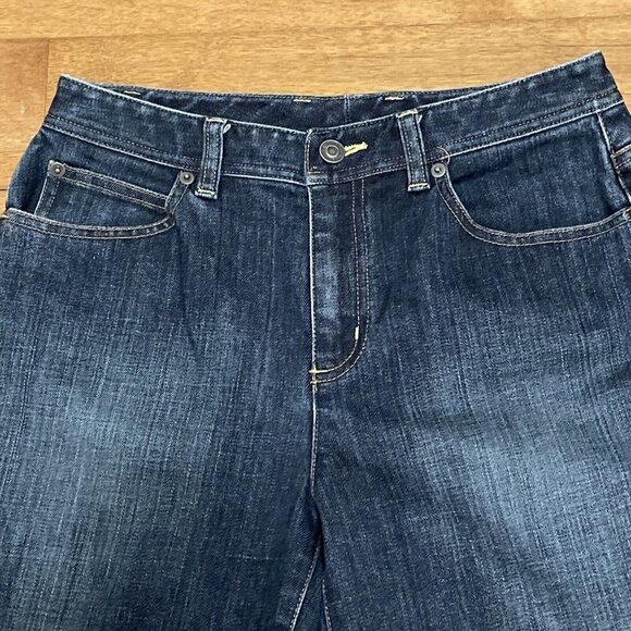 Vintage Talbots Womens Stretch Denim Blue Jean Capris Size 8 Cuffed Selvage Hem - Picture 2 of 15